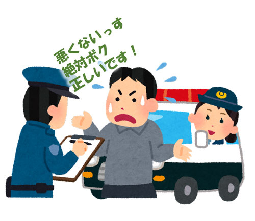 交通警察官に尋問され焦る男性